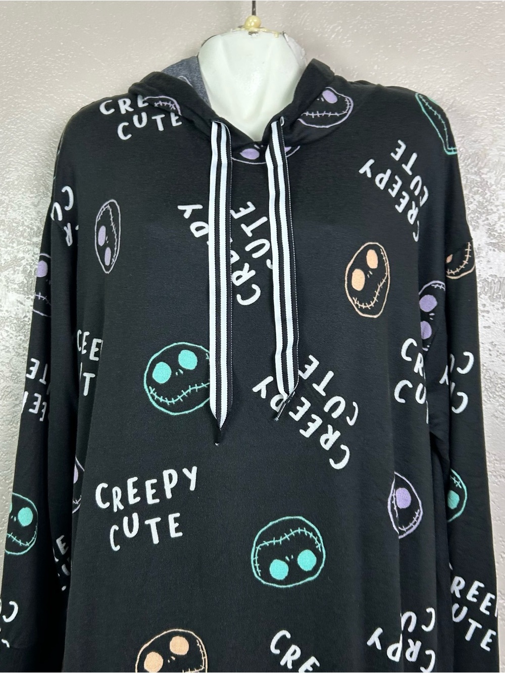 Choose 5 for $30 Disney Black 'Creepy Cute' Hooded Nightshirt with Pastel Faces - Picture 14 of 16